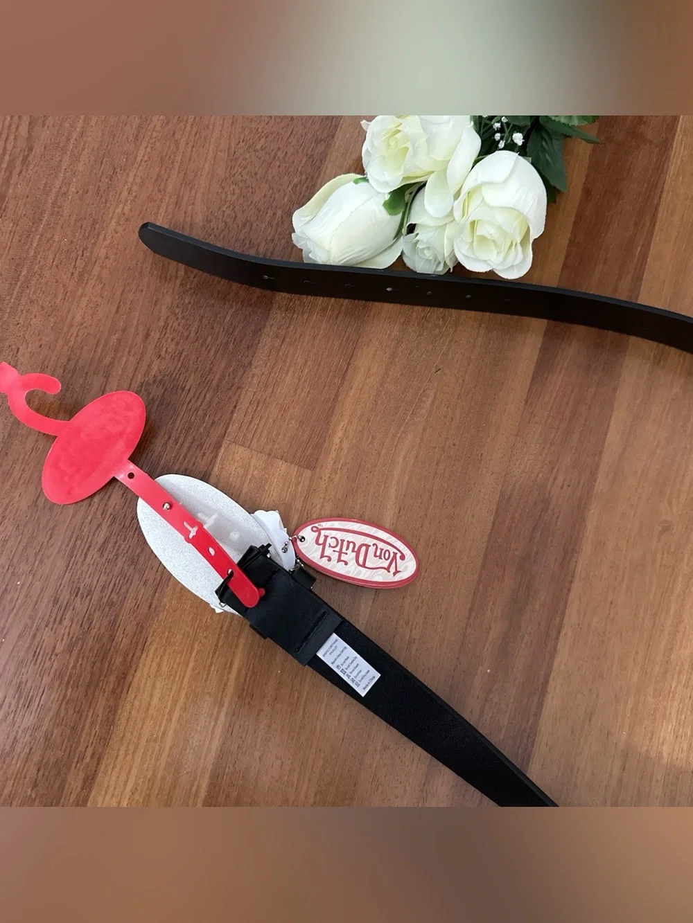 Von Dutch Black and Red Logo Belt Accent